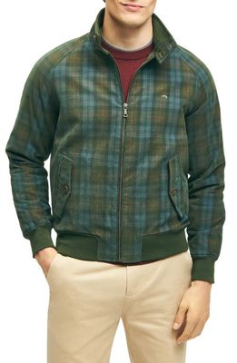 Brooks Brothers Plaid Cotton Corduroy Bomber Jacket in Olive