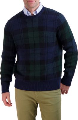 Brooks Brothers Plaid Cotton Crewneck Sweater in Black Watch