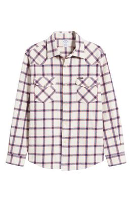 Brooks Brothers Plaid Flannel Button-Up Western Shirt in Plaid Ivory