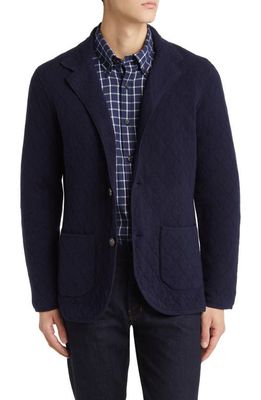Brooks Brothers Quilted Wool Blend Knit Blazer in Navy