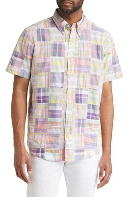 Brooks Brothers Regent Fit Madras Plaid Short Sleeve Cotton Button-Down Shirt in Patchworkpastel