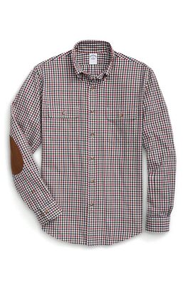 Brooks Brothers Regular Fit Gingham Cotton & Cashmere Button-Down Shirt in Ivorycheck