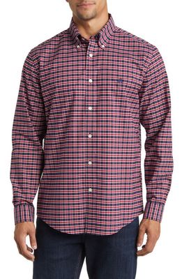 Brooks Brothers Regular Fit Noniron Tattersall Stretch Cotton Button-Down Shirt in Red/Navy