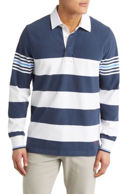 Brooks Brothers Rowing Stripe Cotton Rugby Shirt in Navy Multi