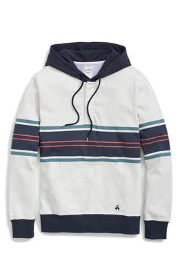 Brooks Brothers Rugby Stripe Cotton Hoodie in White Multi