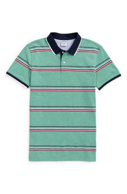 Brooks Brothers Slim Fit Short Sleeve Piqué Polo in Green Heather Multi