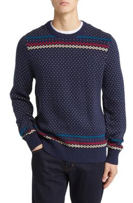 Brooks Brothers Snowflake Jacquard Cotton Crewneck Sweater in Multifi