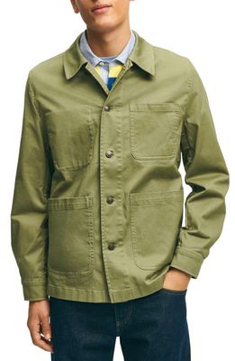 Brooks Brothers Stretch Cotton Twill Chore Jacket in Olive
