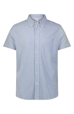 Brooks Brothers Stripe Short Sleeve Cotton Button-Down Shirt in Bluestripe