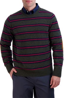 Brooks Brothers Stripe Wool Crewneck Sweater in Green Belt Stripe