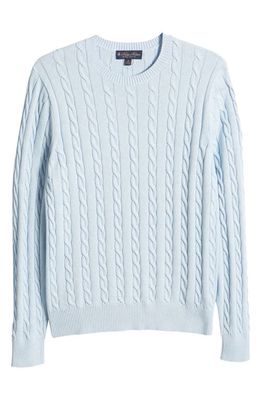Brooks Brothers Supima Cotton Cable Knit Sweater in Light Blue Heather