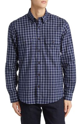 Brooks Brothers Tattersall Cotton & Cashmere Button-Down Shirt in Navy