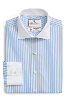 Brooks Brothers x Thomas Mason Regular Fit Stripe Dress Shirt in Light Blue Double Stripe