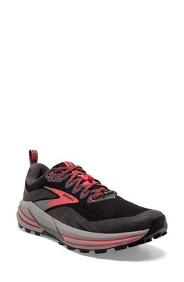 Brooks Cascadia 16 GORE-TEX Trail Running Shoe in Black/Blackened Pearl/Coral