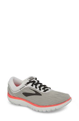 Brooks PureFlow 7 Running Shoe in Grey/Black/Pink