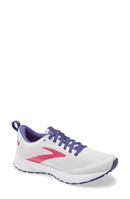 Brooks Revel 5 Hybrid Running Shoe in White/Navy/Pink