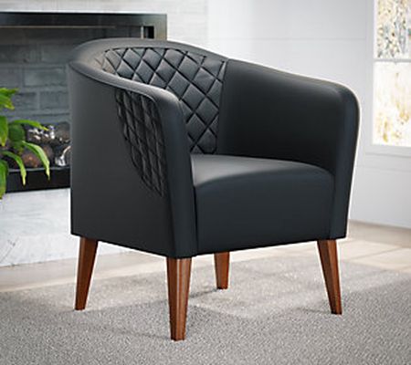Brookside Vera Faux Leather Barrel Accent Chair