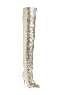 Brother Vellies Allora Over the Knee Metallic Pointed Toe Boot in Gold