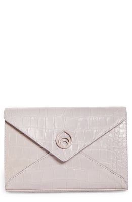 Brother Vellies Love Letter Croc Embossed Leather Clutch in Lavender