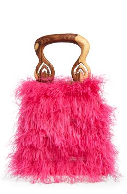 Brother Vellies Nile Feather Handbag in Electric Flamingo