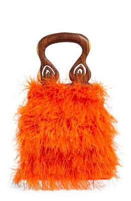 Brother Vellies Nile Feather Handbag in Electric Papaya