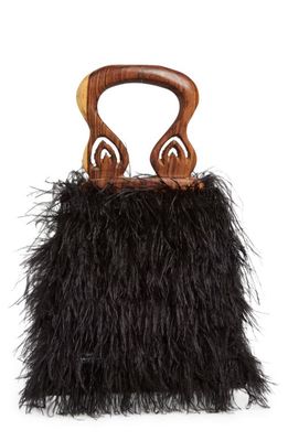 Brother Vellies Nile Feather Handbag in Midnight Feather