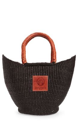 Brother Vellies Sailboat Straw Basket Tote in Midnight