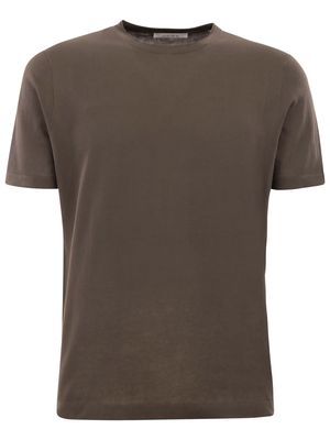 Brown Cotton Ribbed T-shirt Kangra