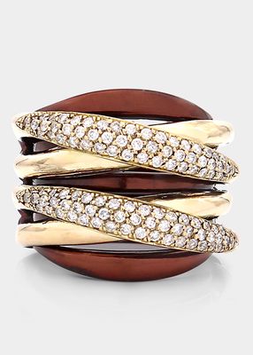 Brown Lizzy Ring in 18K Gold, Sterling Silver and White Diamonds