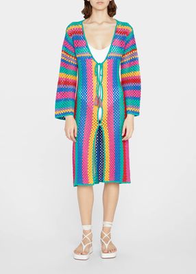 Bruna Stripes Crochet Midi Coverup