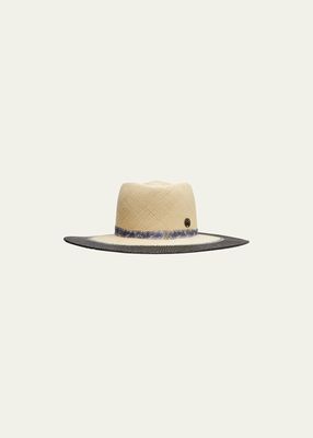 Brune Two-Tone Straw Fedora With Floral Band