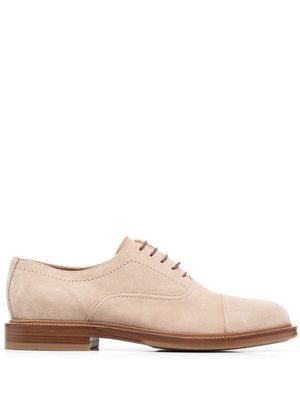 Brunello Cucinelli almond toe leather derby shoes - Neutrals