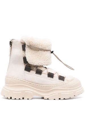 Brunello Cucinelli ankle fleece leather boots - Neutrals