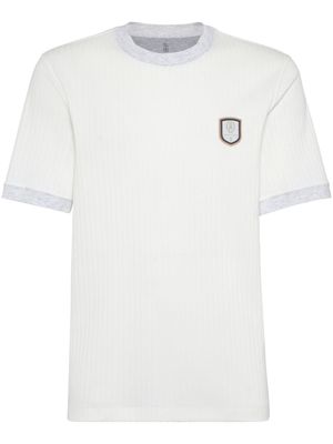 Brunello Cucinelli appliqué-detail ribbed T-shirt - White