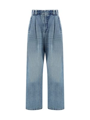 Brunello Cucinelli Baggy Wide Trousers In Soft Denim