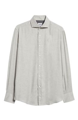 Brunello Cucinelli Basic Fit Cotton & Cashmere Twill Button-Up Shirt in C043-Grey