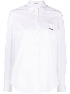 Brunello Cucinelli bead-embellished button-up shirt - White