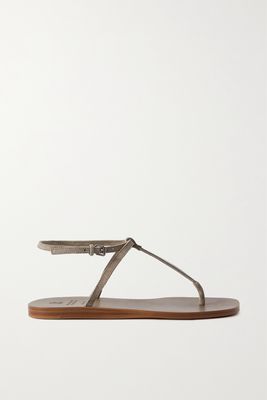 Brunello Cucinelli - Bead-embellished Leather Sandals - Neutrals