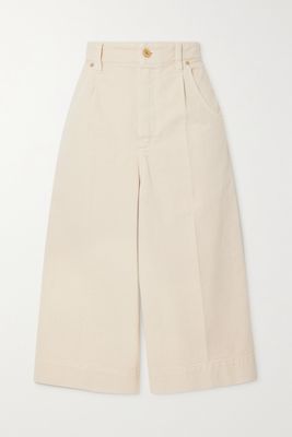 Brunello Cucinelli - Bead-embellished Pleated Denim Shorts - Ivory
