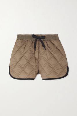 Brunello Cucinelli - Bead-embellished Quilted Padded Shell Shorts - Brown