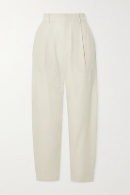 Brunello Cucinelli - Bead-embellished Wool And Cotton-blend Tapered Pants - Ivory
