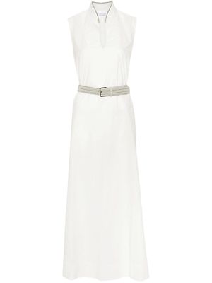 Brunello Cucinelli beaded-trim tunic dress - White