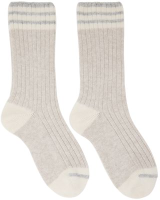 Brunello Cucinelli Beige Striped Socks