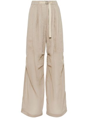 Brunello Cucinelli belted cotton-organza trousers - Neutrals