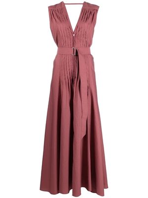 Brunello Cucinelli belted flared maxi dress - Pink