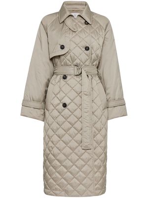 Brunello Cucinelli belted quilted trench coat - Neutrals