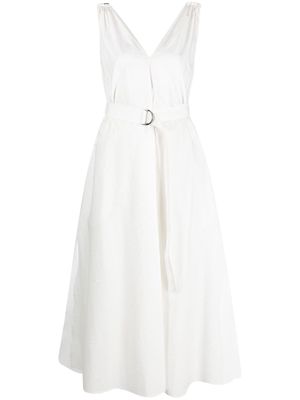 Brunello Cucinelli belted V-neck dress - White