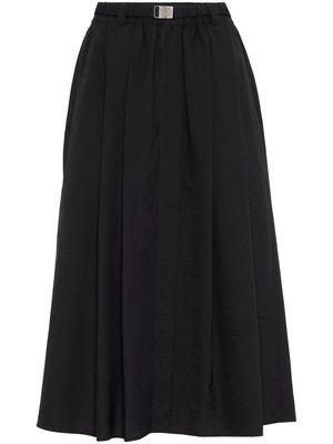 Brunello Cucinelli belted-waist gather-detail midi skirt - Black