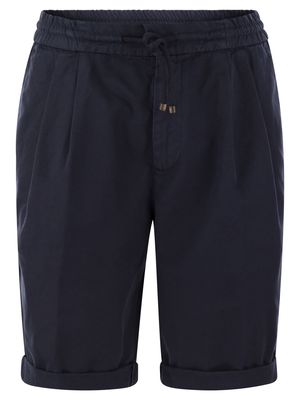 Brunello Cucinelli Bermuda Shorts In Garment-dyed Cotton Gabardine With Drawstring And Double Darts