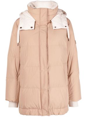 Brunello Cucinelli bi-colour hooded padded jacket - Neutrals